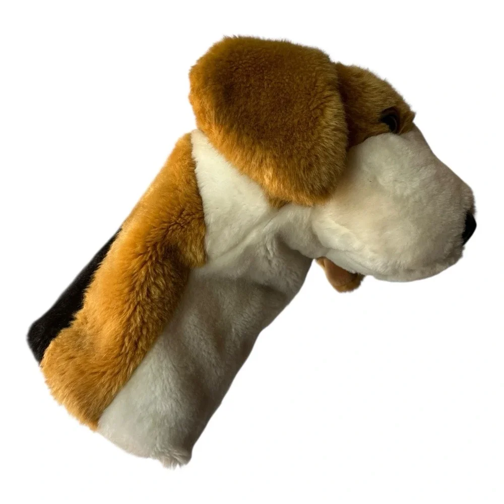 Dog Golf Club Driver Head Cover Headcover Plush Dog Golfing Brown